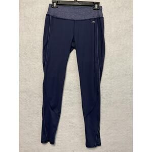 Avia Pants Womens Small Blue Leggings Mesh Back Panels Reflective Yoga Training